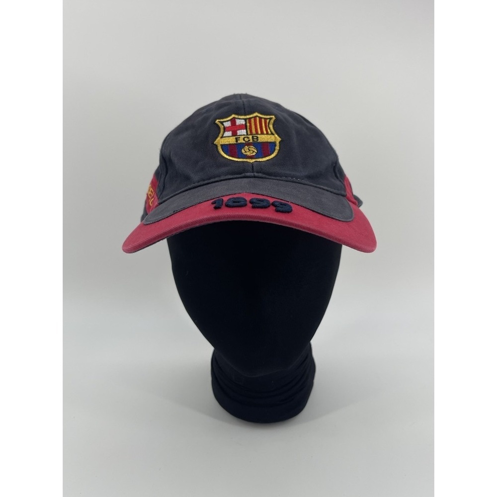 FC Barcelona 1899 Adjustable Soccer Cap Hat Black Red FCB 100% Cotton